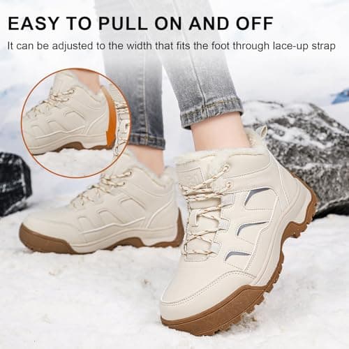 MAIZUN Winter Boots for Women Snow Warm Non-Slip Hiking Ankle Booties for Women Faux Fur Outdoor