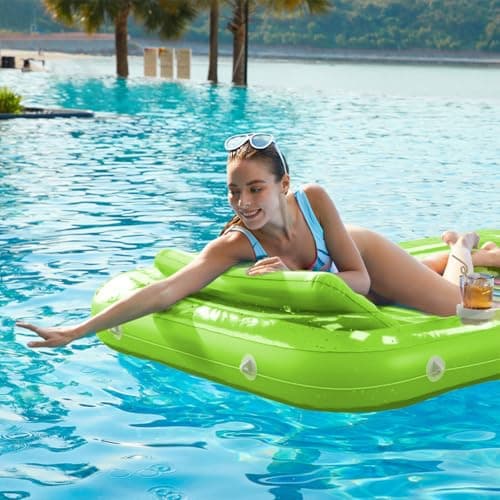 Inflatable Tanning Pool Lounger Float - Jasonwell 4 in 1 Sun Tan Tub Sunbathing Pool Lounge Raft Floatie Toys Water Filled Tanning Bed Mat Pad for Adult Blow Up Kiddie Pool Kids Ball Pit