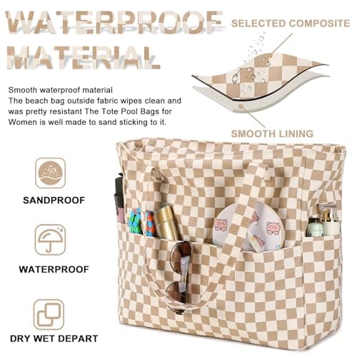 Bluboon Waterproof Beach Tote Pool Bags for Women Ladies Extra Large Carry On Bag With Wet Compartment for Weekender Travel