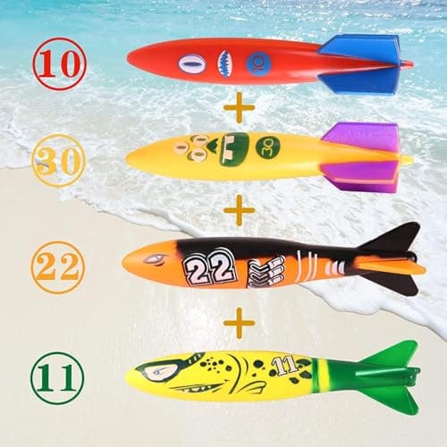 Summer Pool Diving Swimming Toys for Kids, Fun Swim Games Sinking Set, Underwater Dive Gifts with Storage Bag Include Torpedo Gems Shark Rings Sea Animals for Boys Girls Toddlers 20 Packs