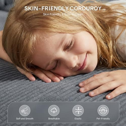 66" Chaise Lounge Chair Indoor, Oversized Boneless Lounge Chair with 3 Pillows, Corduroy Cloud Reading Chair for Living Room Bedroom, Deep Seat Sleeper Couch, No Assembly Required