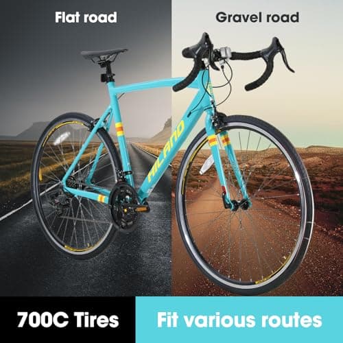 HILAND 700c Road Bike 14 Speed, Aluminum Frame Racing Bike, City Commuter Bicycle for Men Women