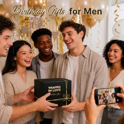 Birthday Gift for Him Dad Husband Grandpa Brother Boyfriend Friend Teacher Coworker Boss, Fathers Day, Valentines Day Eletorot Christmas Gifts for Men Women, Unique Black Spa Basket Gift Set B0GLX2J448
