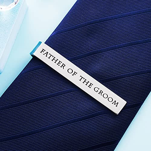 Father of the Bride and Groom Gifts - Wedding Tie Clips for Groomsmen From the Bride - Stainless Steel Tie Bars