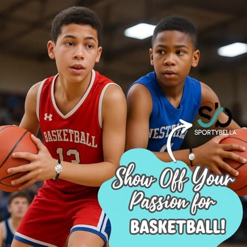 Sportybella Unisex Basketball Charm Bracelet - Adjustable Friendship Bracelet With Basketball Charm