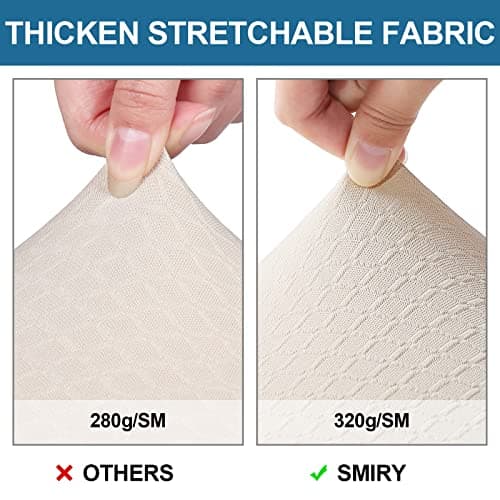Smiry Waterproof Seat Covers for Dining Room Chairs Set of 4, Stretch Jacquard Removable Washable Chair Seat Slipcovers Protector, No Rear Covers, Beige