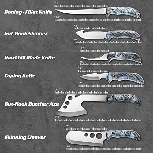 Portable Butcher Game Processor Set, 12 Pieces KNINE OUTDOORS Hunting Deer Knife Set Field Dressing Kit B099QTQ98L