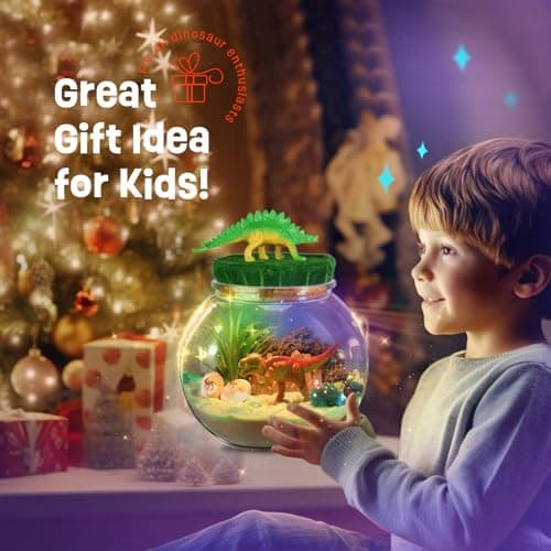 Dinosaur Toys for Kids - Dinosaurs Terrarium Kit for Kids - Birthday Gifts for Boy Ages 4 5 6 7 8-12 Year Old - DIY Dino Toys for Boys - Arts and Crafts Kit for Kid