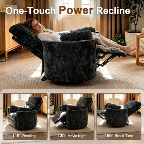 450lbs Oversized Power Recliner Chair, 53" Extra Wide Electric Recliner for Big and Tall Adults, Single Sofa with USB & Type-C Ports, Pillows, Chair for Living Room, Bedroom, Office (Black)