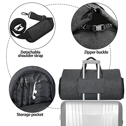 UNIQUEBELLA Convertible Garment Bag for Travel Carry on Garment Duffel Suit Bag with Shoe Compartment Weekend Flight Bag for Men