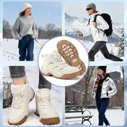 MAIZUN Winter Boots for Women Snow Warm Non-Slip Hiking Ankle Booties for Women Faux Fur Outdoor