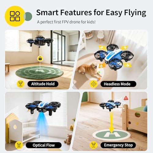 Holy Stone Mini FPV Drone with 1080P HD Camera for Kids & Beginners, RC Nano Quadcopter with Optical Flow Hover, Gesture Control, 3D Flips, 3 Batteries, Great Gift Toy for Boys and Girls, HS210P Blue