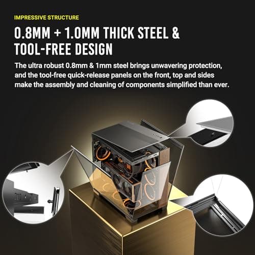 Antec C8 Wood, Fans not Included, Wooden Front Panel, Dual-Chamber Layout, Type-C, 360mm Radiator Support, Seamless TG Front & Side Panels, RTX 40 Compatible, Full-Tower E-ATX PC Case