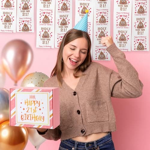 21st Birthday Gifts for Women Her Unique 21 Year Old Birthday Gifts for Female Her Funny Gift for 21 Year Old Female 21st Bday Decorations for Women - Wine Glass Toilet Paper Candle Makeup Bag B0CY1Z9QNV