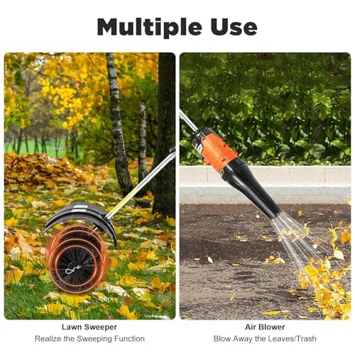 2-Stroke 1700W Gas Power Snow Sweeping Broom,52cc Handheld Broom Walk Behind Sweeper,Single Cylinder Outdoor Hand Held Sweepers w/hairdryer,Cleaning Driveway Turf Lawns Power Brush Cleaner Tools
