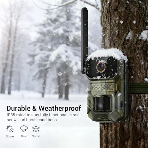 4G LTE Cellular Trail Camera with Solar Panel, 1080p Full HD Game Cameras, Live View, Night Vision, Motion Detection, 2-Way Talk, IP65, Built-in SIM Card, Unlimited Plan (Sold Separately)