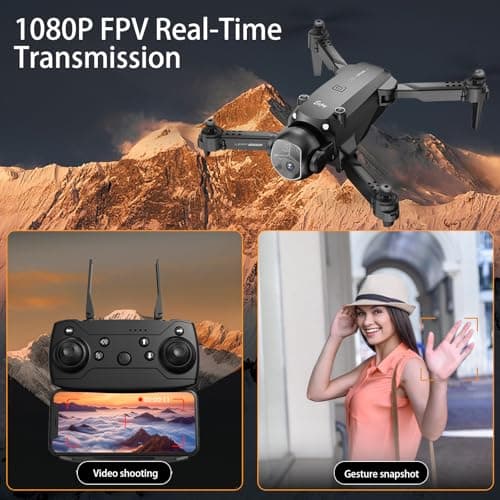 Drone with Camera for Adults Beginners, FPV Foldable RC Quadcopter Toys, Helicopter Toys, 1080P HD Camera Drone, Altitude Hold, One Key Take-off/Landing, 3D Flips, Waypoints fly, Headless Mode
