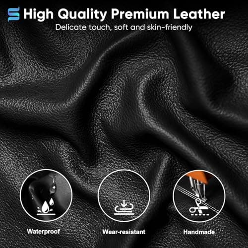 Sytas Executive Leather Office Chair, Comfy Desk Chair with Adjustable Headrest & Flip-up Padded Arms & Lumbar Support, Adjustable Hight and Tilt, Rolling Swivel Chair, Black