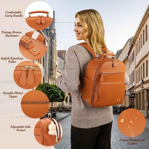 Divvia Small Camera Backpack, Classic PU Leather for DSLR, Professional Camera Bag for Photographers with 11 Inch Pad/Tablet Compartment, 10L Brown