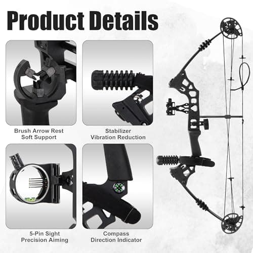 Compound Bow Kit Adjustable for Outdoor Use & Target Practice, 30-70lbs Archery Set with Carbon Arrows and Accessories