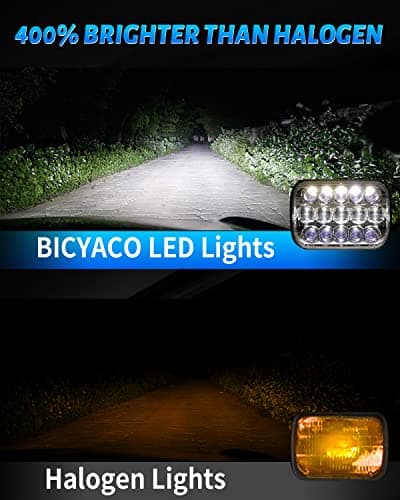 BICYACO DOT 110W 5x7 7x6 Inch Led Headlights Hi/Low Led Sealed Beam Projector Headlamp Compatible with Jeep Wrangler YJ Cherokee XJ Kenworth T300 1997-2010 H4 Plug H6054 H5054 6054 6052 (Black)