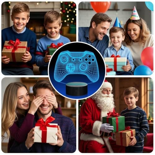 Attivolife Gamepad 3D Illusion Lamp, Controller Night Light with Remote Control + Timer 16 Color Changing Desk Lamp Kids Gamer Room Decor Plug in Best Cool Festival Birthday Gift for Boy Men B08Y5J1ML5