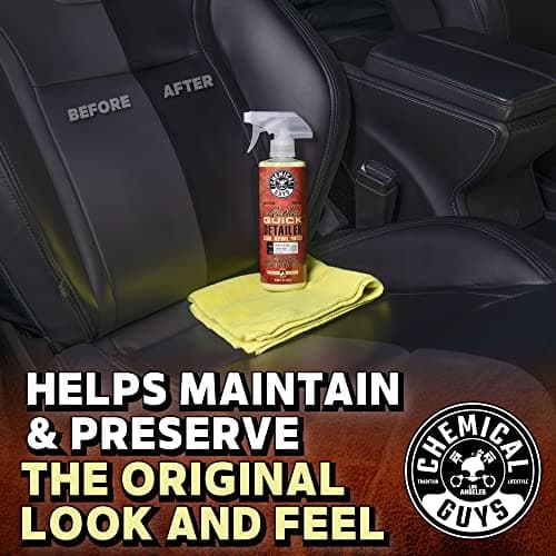 Chemical Guys Leather Quick Detailer - Interior Cleaner and Conditioner for Natural, Synthetic, Pleather, and More, Safe for Car Seats, Furniture, Apparel, Shoes & Boots, Leather Scented - 16 fl oz