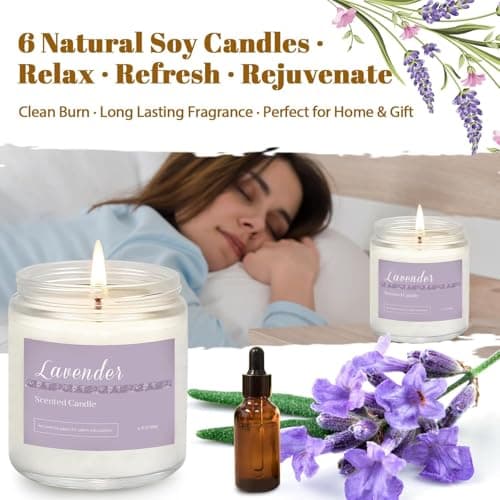 Lavender, Jasmine, Vanilla, Sage, Sandalwood Rose & Eucalyptus Mint. 42 oz 300 Hour Burn for Home, Baths, Yoga & Self-Care Scented Candles Gift Set for Women, 6-Pack Aromatherapy Candles for Home B0CHYWN5W6