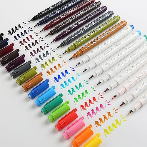 Fudenosuke Brush Pen - 16 Colors Calligraphy Brush Pens for Hand Lettering, Calligraphy, Drawing, Writing, Journaling GC-SB16
