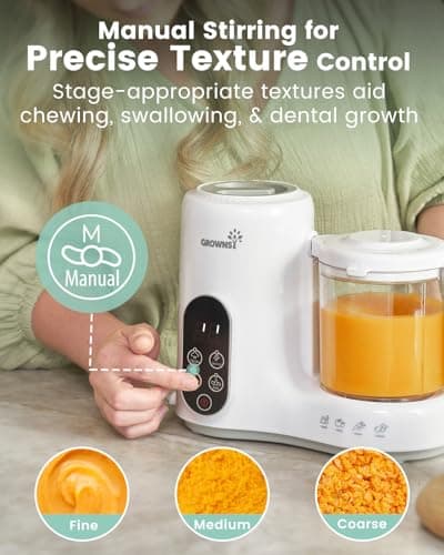 BPA-Free Elevated Steam Basket, Healthy Homemade Baby Food Purees, Starting Solids & BLW, Baby Feeding Essentials, 6+ Months Grownsy Baby Food Maker, Steamer & Blender Baby Food Processor, White B0DGL879NT
