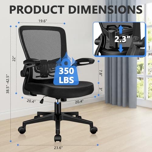 KLASIKA Desk Chairs with Wheels, Ergonomic Mesh Office Chair Adjustable Height and Swivel Lumbar Support Home Office Chair with Flip Up Armrests (8PK)