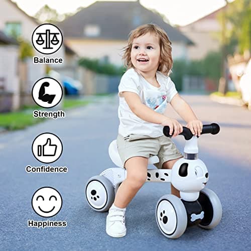 YGJT Baby Balance Bike Toys for 1 Year Old, Birthday Gifts for Boys and Girls, Silent Wheels & Non-Pedal Baby Walker Riding Toys for 10-36 Months Toddlers, Kids First Bike Gifts Spotty Dog B07RFLR3VY