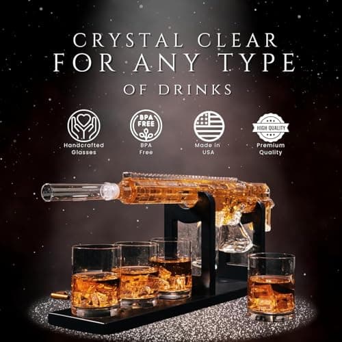 AR15 Gun Decanter Birthday Gifts for Men Dad, Whiskey Set - Rifle Limited Edition, Silencer Stopper - 800 ml & 12oz Bullet Glasses - Father Gift - Drinking Party, Liquor, Vodka Tik Tok Viral Dispenser