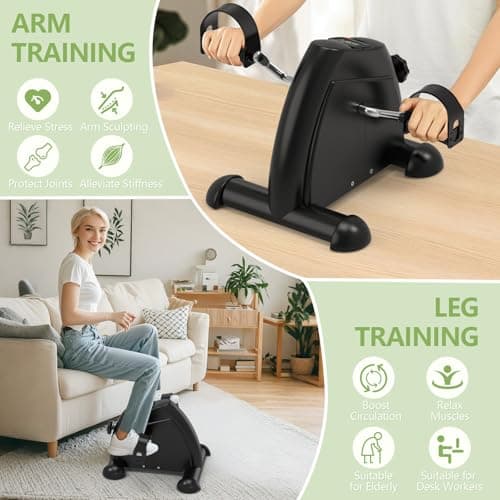 FITKS360 Under Desk Elliptical & Mini Exercise Bike - Seated Electric Leg Exerciser Under Table Oval Electric - Seniors Sit Exerciser Full Assembled Pedal with Remote Control