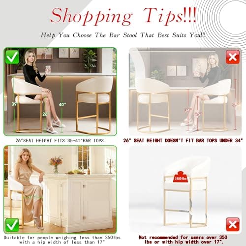 Modern Counter Height Bar Stools,Bar Stools Set of 3,PU Leather Upholstered Barrel Barstools with Backs,26" Kitchen Island Chairs,Metal Gold Frames,Beige White Leather