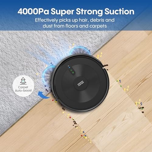 Robot Vacuum and Mop:4000Pa 3-in-1 Robotic Vacuum Cleaner with Intelligent Navigation, Alexa & APP Control, Schedule Cleaning, Slim and Quiet, Robotic Vacuum Perfect for Pet Hair, Hard Floor, Carpet