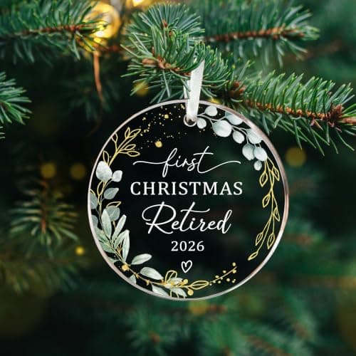 First Christmas Retired Acrylic Ornament - 2026 Retired Gift for Coworker, Boss, Employee, Teacher, Nurse, Woman, Man HEXMOZ Retirement Gift for Woman - Retirement Gifts for Men, Women 2026 B0FG2QFTNS