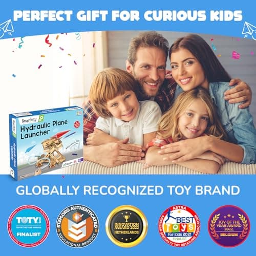 Smartivity 2in1 Hydraulic Airplanes & Darts Launcher STEM Toy for Kids Ages 6-14 Years I Cool Birthday Gifts for Boys & Girls | DIY Science STEM Kit for 6, 8,10,12,14 Years I Engineering Game