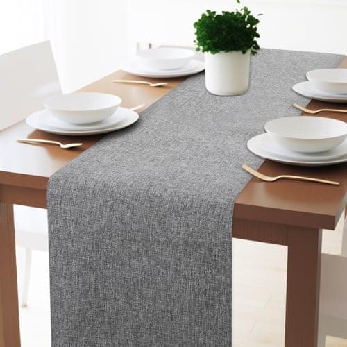 VitalCozy Grey Faux Linen Fabric 57 Inch x 3.3 Yard Grey Cover Fabric by The Yard for Sofas, Chairs, Box Spring Foundations, Conceals Frame and Staples Inside Furniture, DIY Craft Project