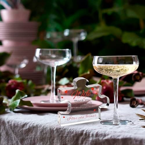 Valentine's Gifts for Wife - Engraved Acrylic Block Puzzle Wife Gift 3.35 x 2.76 inch - Cute Wife Gifts from Husband - Novelty Birthday Paperweights, Christmas, Cool for Women