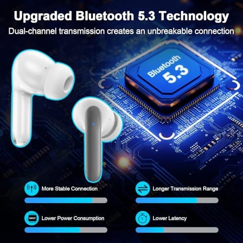 Wireless Bluetooth 5.3 Earbuds for iPhone 17 Pro Max Air 16 Pro 16e 15 Plus Pixel 10 9 8 Pro XL 9a 8a 7 Bluetooth Headphones 60H Playback LED Power Display in Ear Earphones with Microphone for Sports