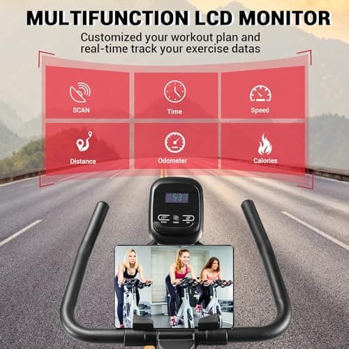 Exercise Bike, WENOKER Stationary Bike for Home, Indoor Bike with Silent Belt Drive, Heavy Flywheel, Comfortable Seat Cushion and Upgraded Digital Display