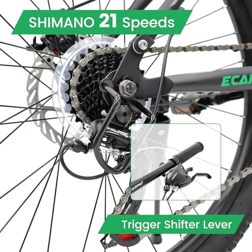 Ecarpat 24/26/27.5 Inch Mountain Bike, Full/Front Suspension Mens Boys Mountain Bike with 21 Speed Steel Frame and Dual Disc Brakes, Adult Sport Bicycle for Trail City Road, Gift Choice