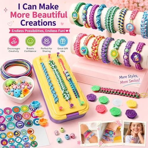 DDAI Arts and Crafts for Kids Age 8-12 Friendship Bracelet Making Kit for Girls - Best Birthday Gifts Ideas for Girl 7 9 10 11 Year Old - Popular Bracelets String Maker Toys Set