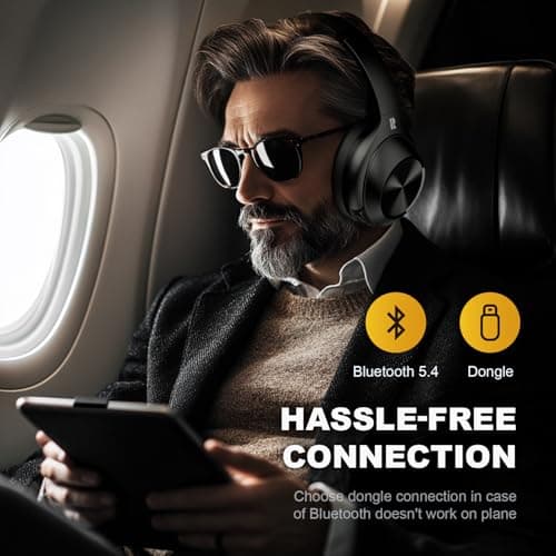 Calmbee Hybrid Active Noise Cancelling Headphones, Bluetooth 5.4 Headphones Wireless Over Ear with Mic for Clear Calls, Hi-Res Audio, 90H Playtime, Transparency, Deep Bass, Dongle Connect, Custom App