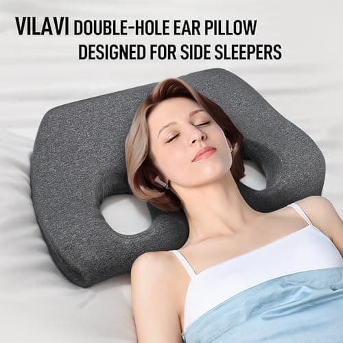strusery Memory Foam Ear Pillow with Hole - for Side Sleepers, Ear Pain Relief & Piercing Aftercare (CNH Pillow), Comfortable for Earplugs & Headphones
