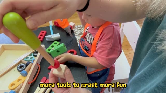 Kids Tool Set with Drill, Educational Montessori Toys for 3 Year Old Boys 44 Pcs STEM Kids Toys Wooden Toddler Tool Set with Apron & Box Christmas Birthday Gifts for 3 4 5 Year Old Boy Girl