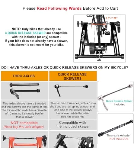 Bike Trainer, Magnetic Bicycle Stationary Stand for Indoor Exercise Riding, 26-29" & 700C Wheels, Quick Release Skewer & Front Wheel Riser Block Included