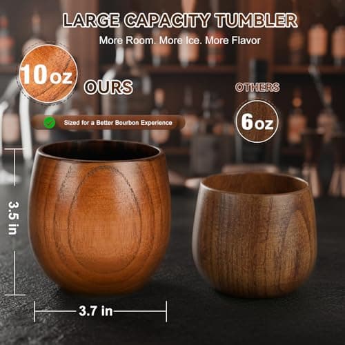 Premium Whiskey Glass Set, Unique Whiskey Gifts for Men, Perfect Gifts for Whiskey Lovers, Dad, Husband and Brother Charred Wooden Bourbon Drinking Glass, Bourbon Gifts for Men, 2 Pack, 10 oz B0GF1MXF75