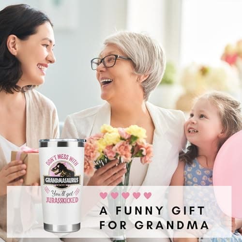 Grandma Gifts - Birthday Gifts for Grandma - Mothers Day, Christmas Gift Ideas for Grandmother from Grandchildren, Granddaughter, Grandson, Grandkids - 20 Oz Stainless Steel Tumbler